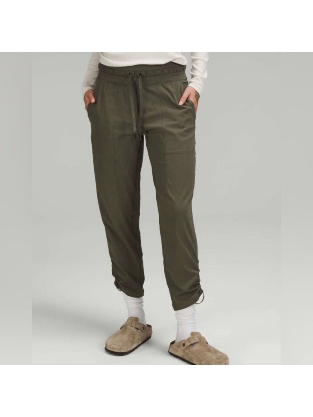 Lululemon Dance Studio Mid-Rise Cropped pants Army Green Size 10 hiking women